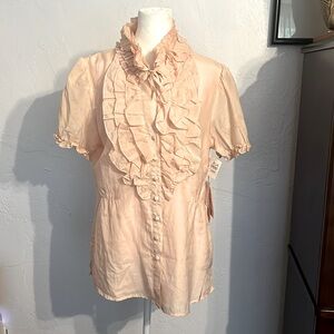 NWT Jenny Han limited edition Fall 2008 edition Ruffled Tie Neck Blouse Sz L